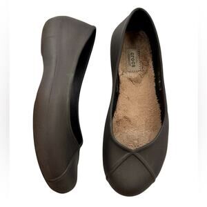 Crocs Brown Olivia II Fur Lined Ballet Flats Size 7